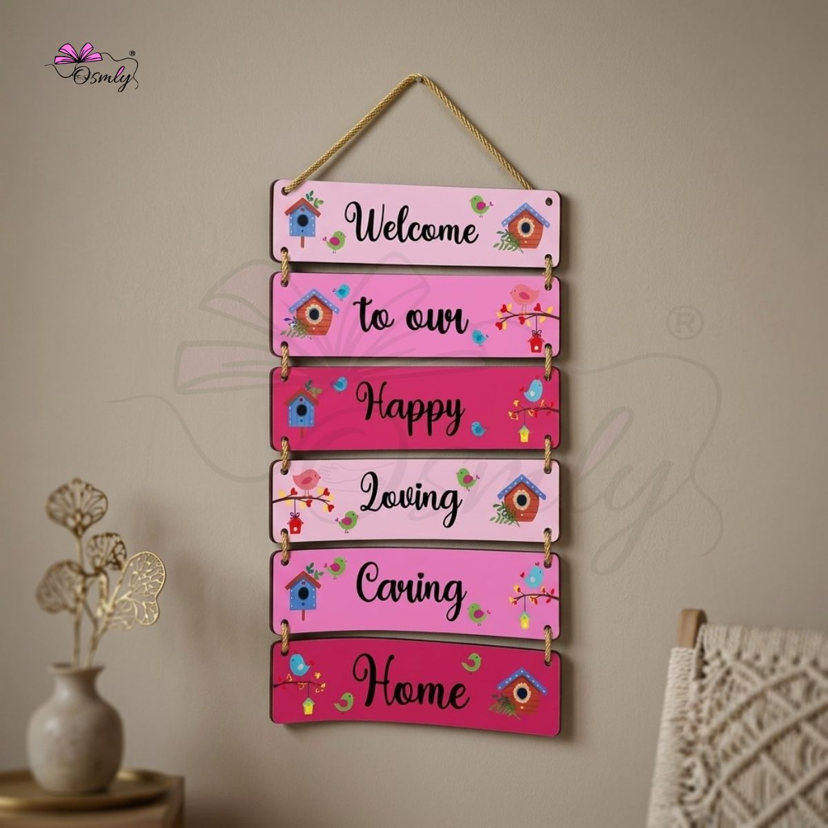 Pink Home Entrance MDF Wall Hanging