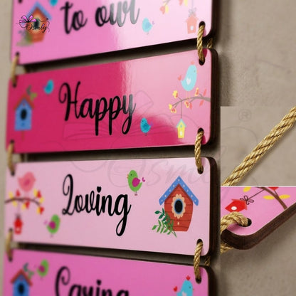 Pink Home Entrance MDF Wall Hanging