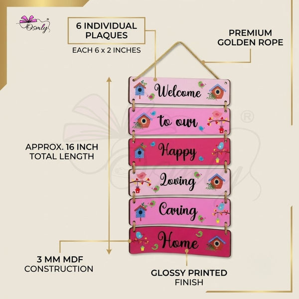 Pink Home Entrance MDF Wall Hanging
