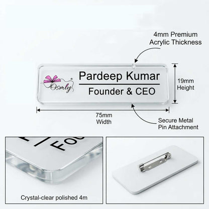 Rectangular Customized Acrylic Badge