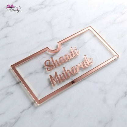 Shaadi Mubarak Gold Acrylic Shagun Envelope