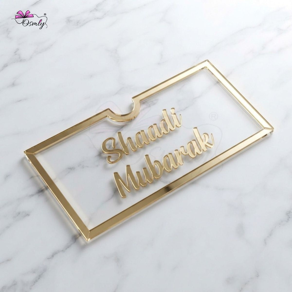 Shaadi Mubarak Gold Acrylic Shagun Envelope