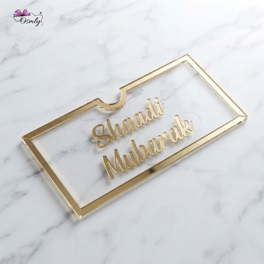 Shaadi Mubarak Gold Acrylic Shagun Envelope