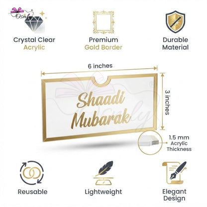 Shaadi Mubarak Gold Acrylic Shagun Envelope
