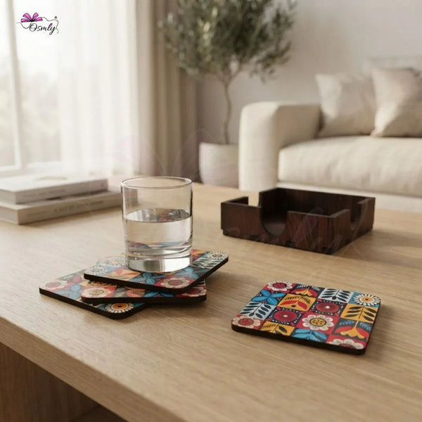 Wooden Tea Coasters Set