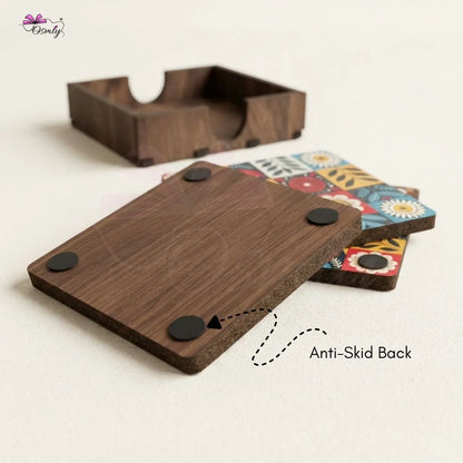 Wooden Tea Coasters Set