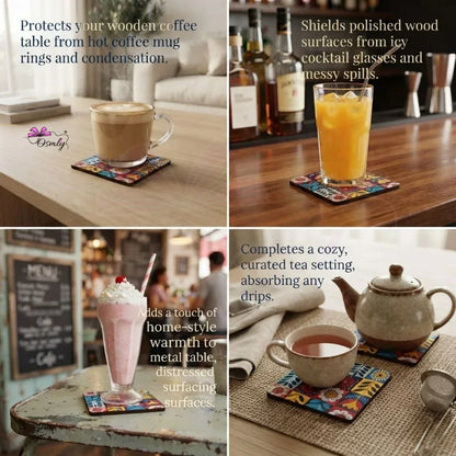 Wooden Tea Coasters Set