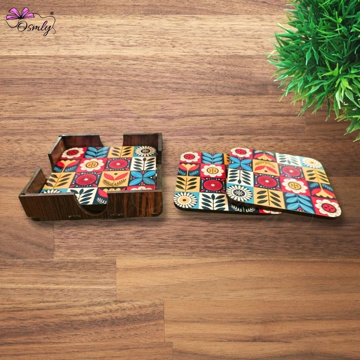 Wooden Tea Coasters Set