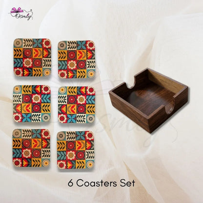 Wooden Tea Coasters Set