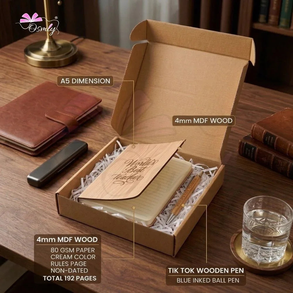 Wooden Teacher Diary Gift Set