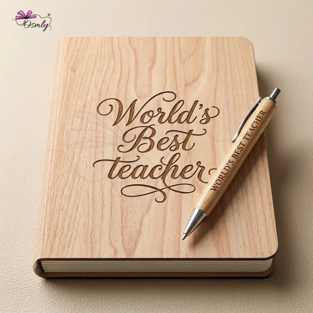 Wooden Teacher Diary Gift Set