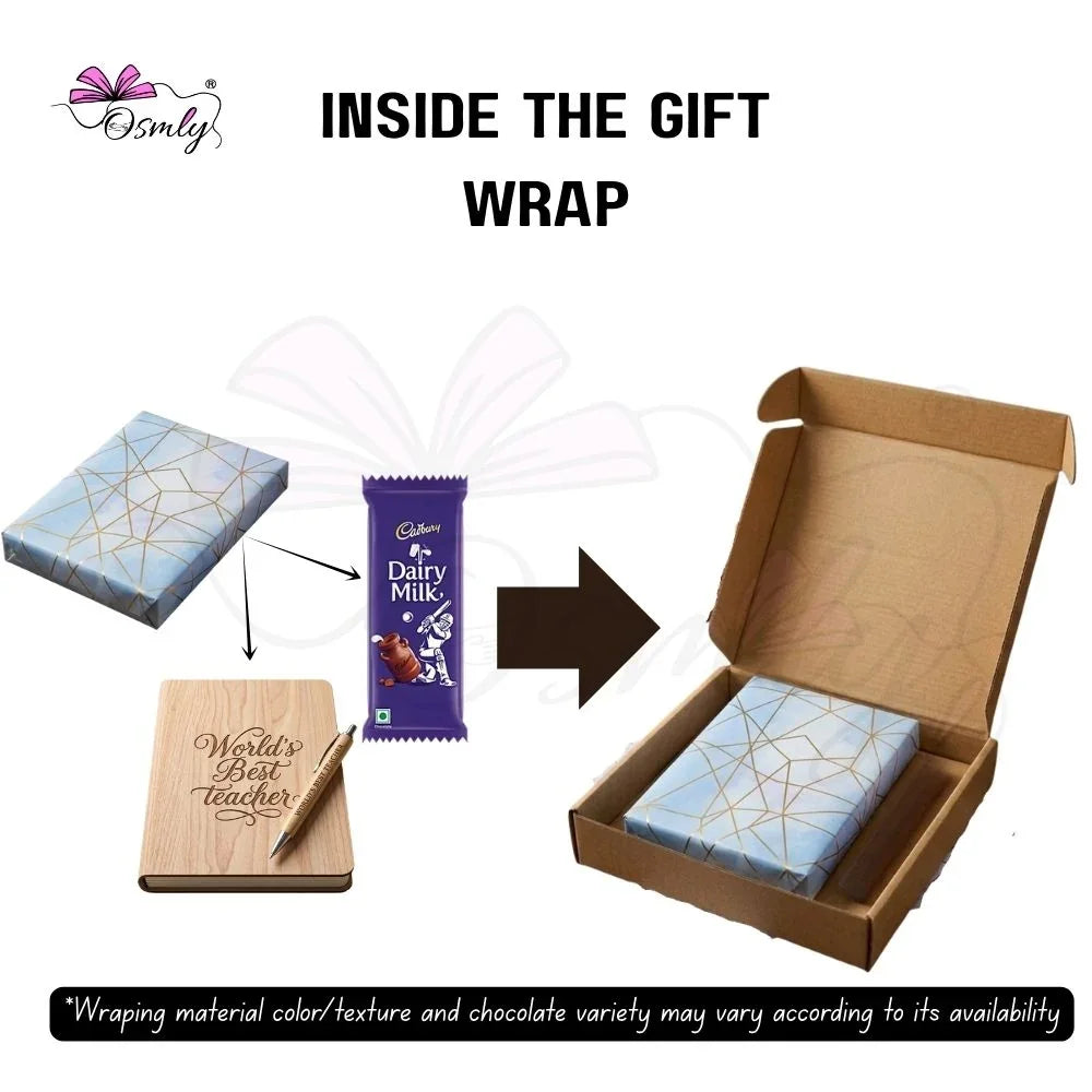 Wooden Teacher Diary Gift Set