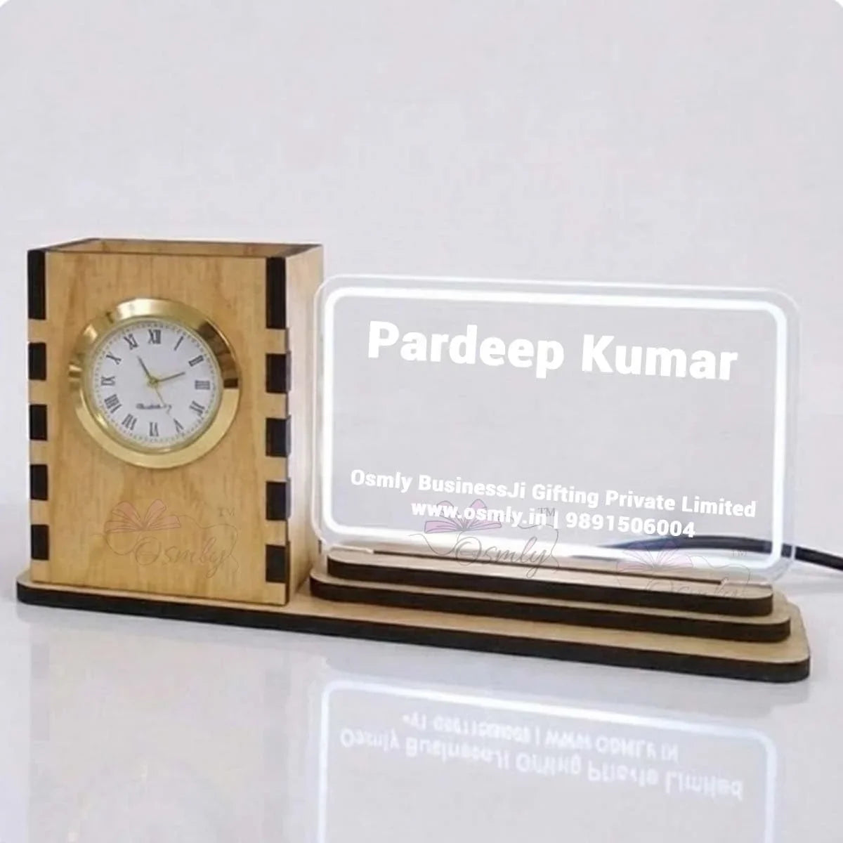 MDF Acrylic Pen Stand Clock