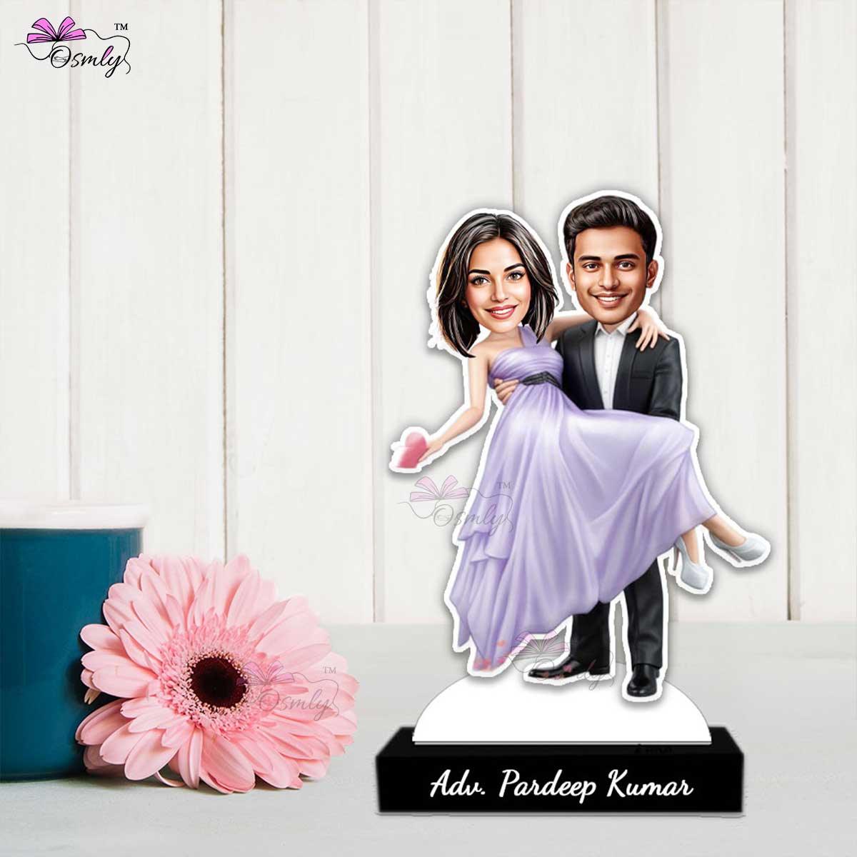 Personalized Couple Caricature MDF Cutout - OSMLY