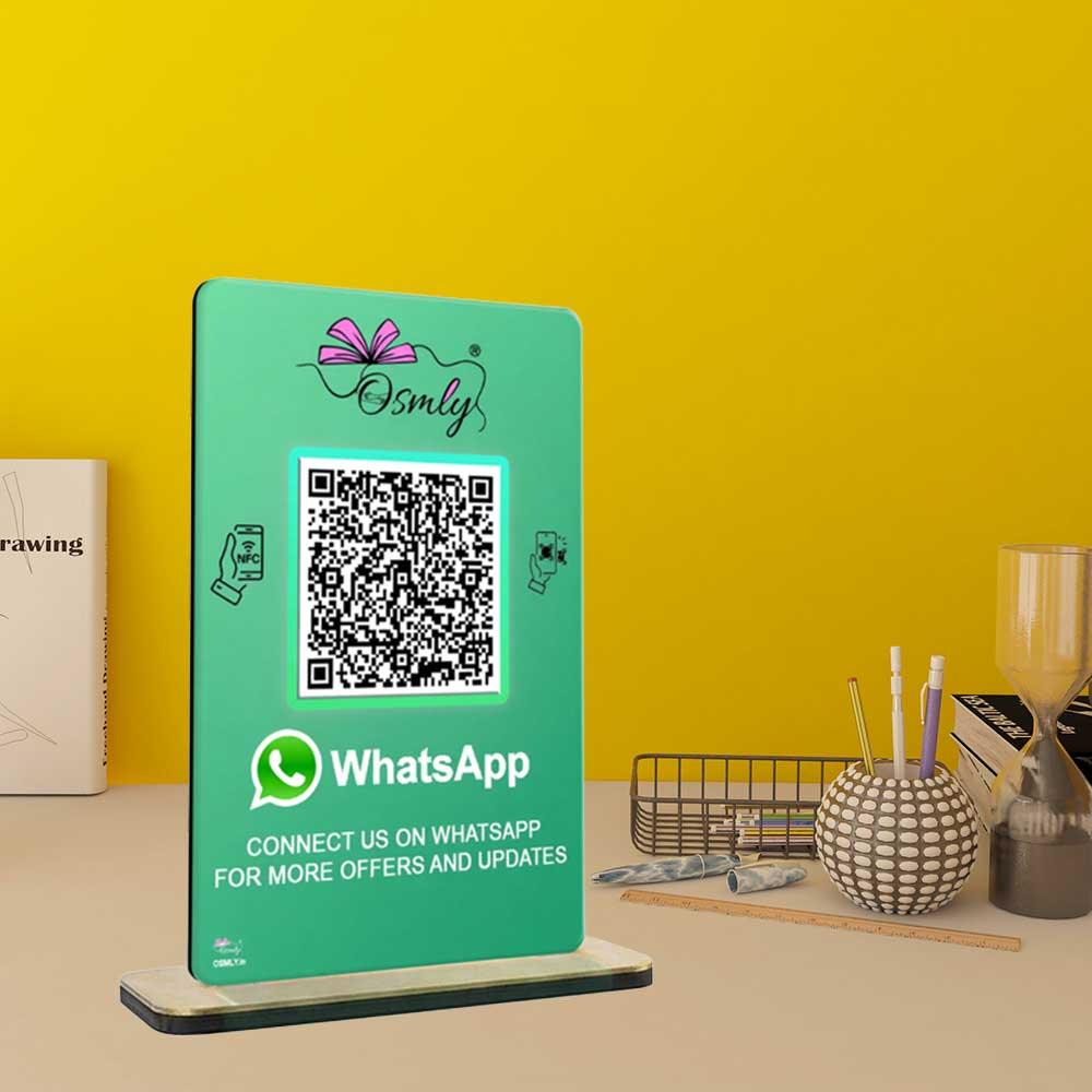 NFC-enabled WhatsApp QR stands