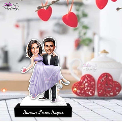 Personalized Couple Caricature MDF Cutout - OSMLY